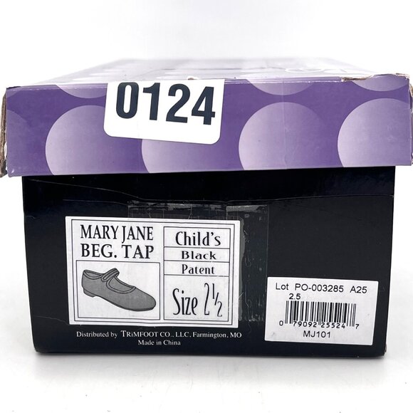 Dance Class Mary Jane Beginner Tap Shoes Childs Size 2.5 Black Patent Size New - Picture 2 of 13